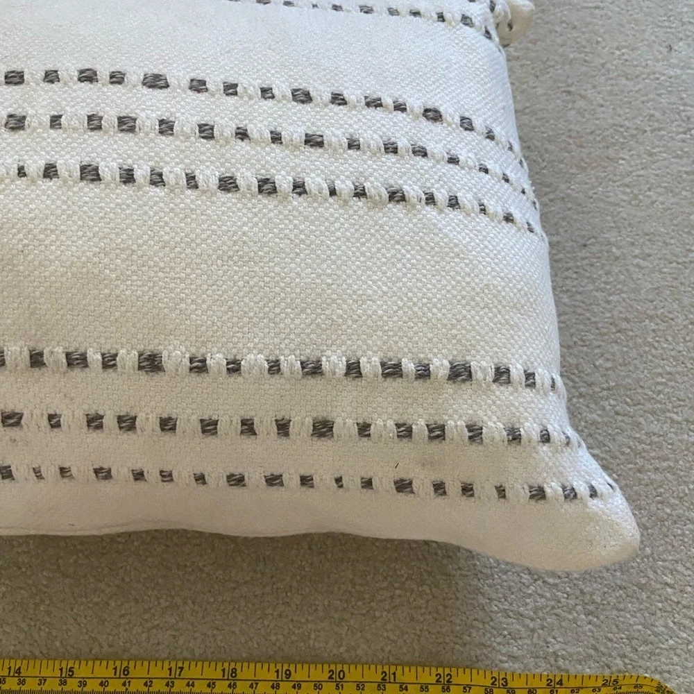 Ralph Lauren cotton lamber pillow 25x12 inches, feather insert, off white gray
